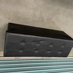 Black Faux Leather Bench With Storage