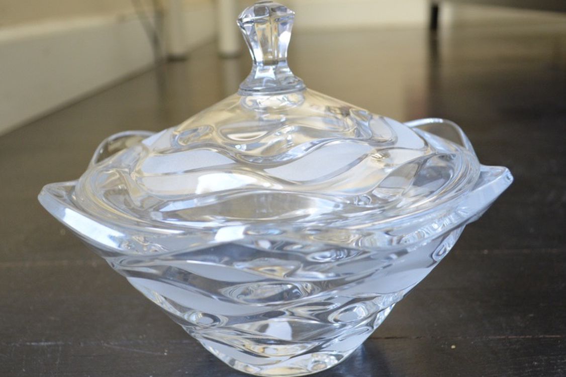 Leaded Crystal Candy Bowl Dish with Lid
