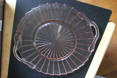 Pink Depression 10" Sierra Spinwheel 2 Handle Serving Tray