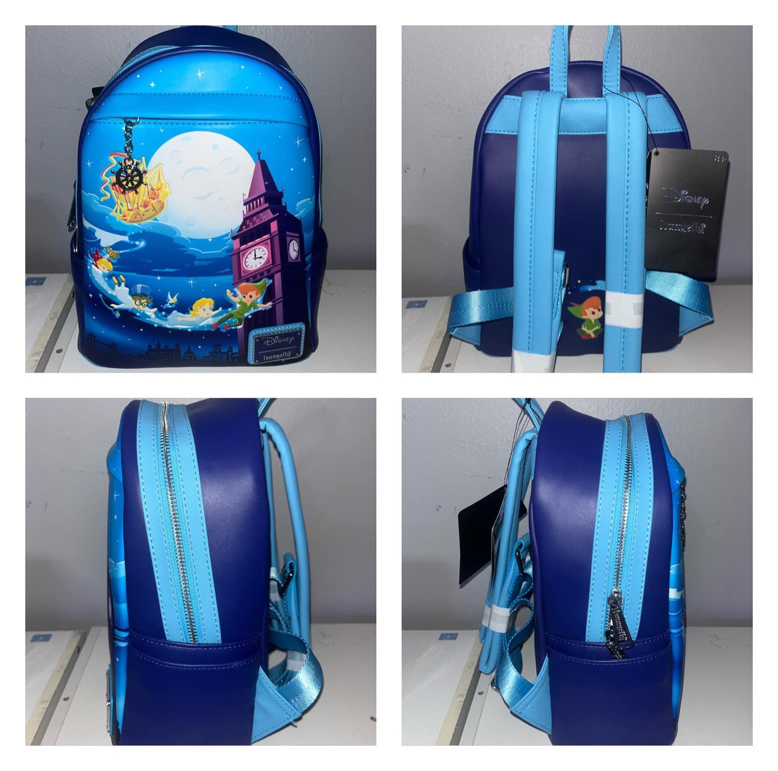 DISNEY LOUNGEFLY Peter Pan Nighttime Flight GLOW IN THE DARK BL Exclusive Mini Backpack (NWT)