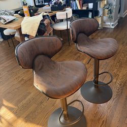 Bar Stool Set of 2 - leather and black