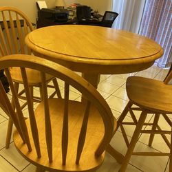 Solid Wood High Table With 3 Chairs 