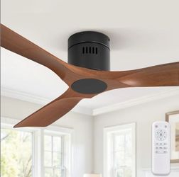 6712: New 52 Inch Flush Mount Ceiling Fan without Lights, Walnut