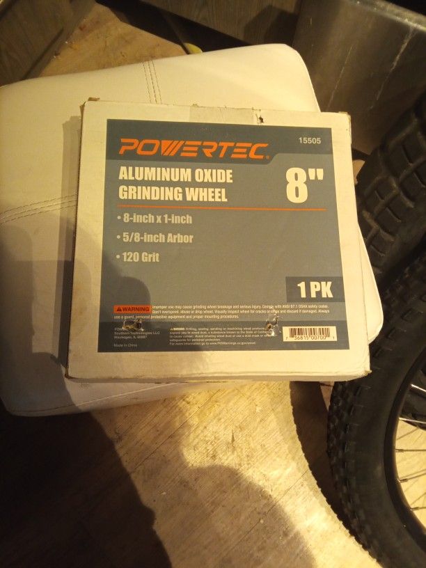 Powertec 8" Aluminum Oxide Grinding Wheel - 120 Grit - NEW