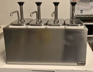 Server Rectangular 4 Pump Stainless Steel Condiment Dispenser