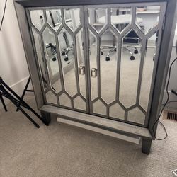 Silver And Mirror Sideboard Dresser Cabinet 