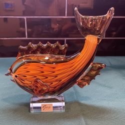 Beautiful Hand Blown Glass Art Piece Fish 