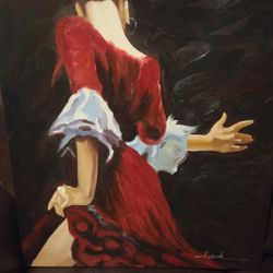 Spanish Dancer Wall Art Oil Painting  24" X 30"