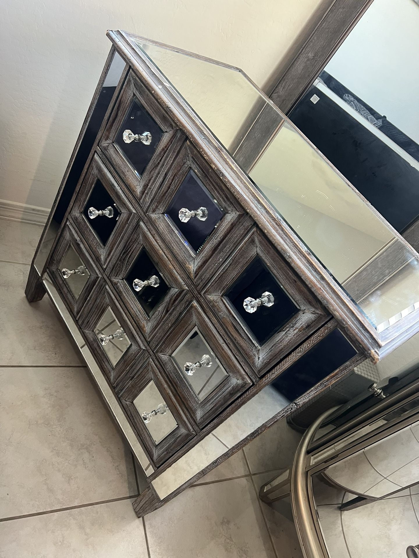 Mirrored Wooden Nightstand