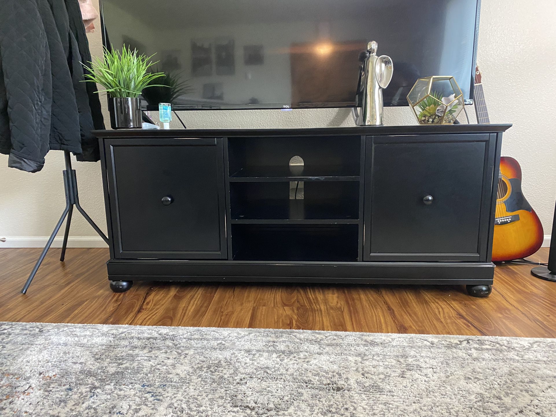 Black Tv Stand With Multiple Storage Space… 
