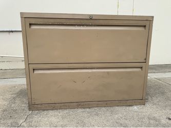 Sleek Heavy-Duty 2-Drawer Beige Metal Lateral Filing Cabinet 36" x 27.5" x 19.5" with Adjustable Dividers