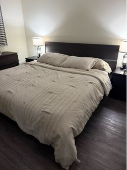Beautyrest B800 King Mattress + Dark Wood Bed Frame + Matching Dresser - Like New - Moving Must Sell!