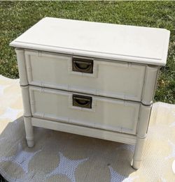 Hollywood Regency Style Nightstand Faux Bamboo Stanley Two Drawer