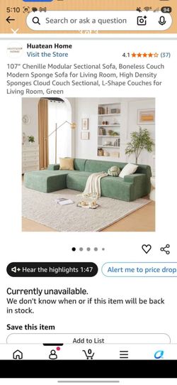 Green Chenille L-Shape Sectional Sofa 107"