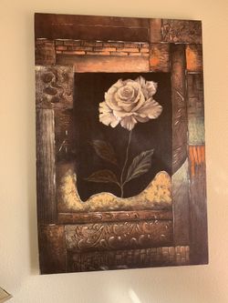 36” X 24” Pair Canvas Flower Wall Decor