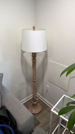 Decorative Floor Lamp with Twisted Wood Base