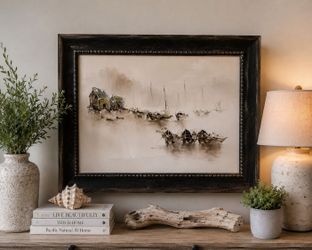 🌊 Custom Framed Coastal Harbor Painting