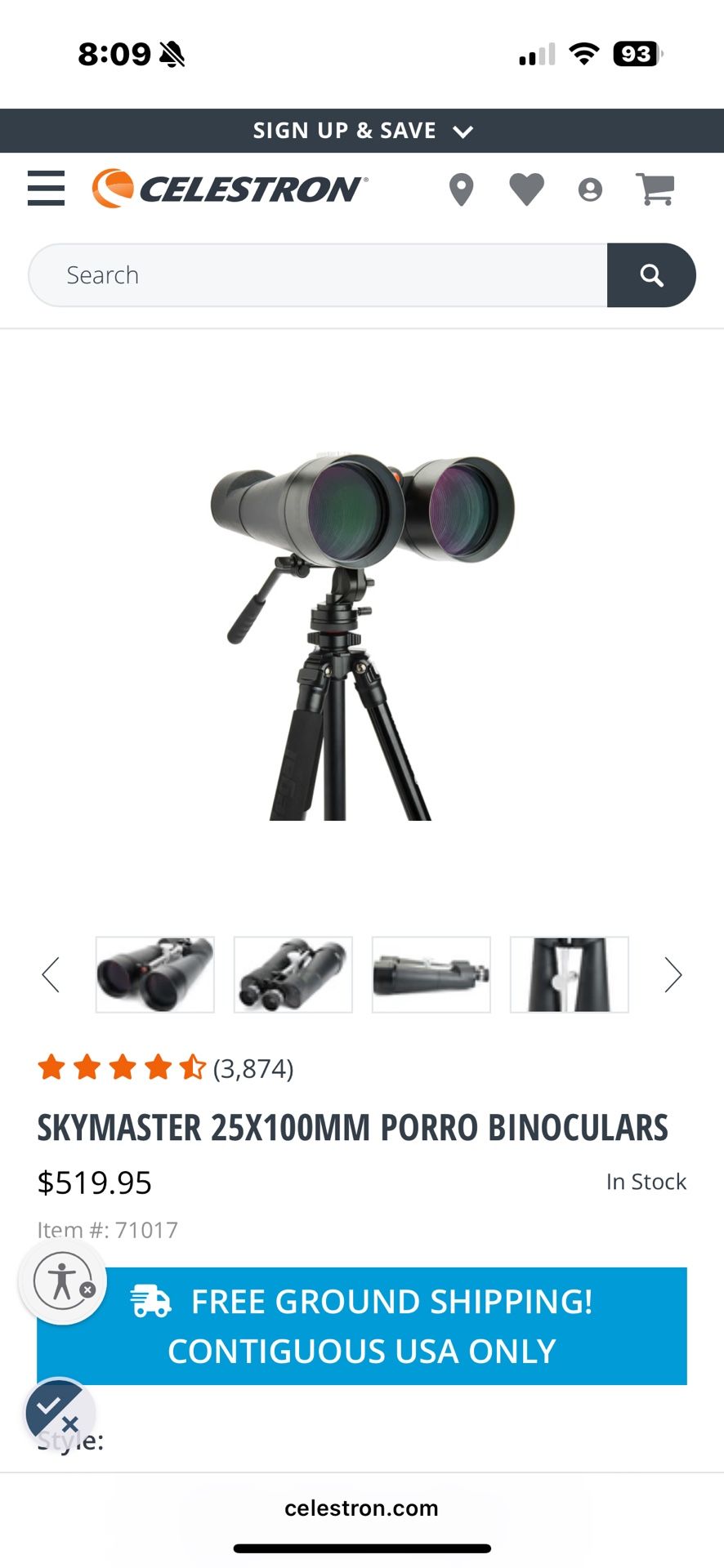 Make Me A Fair Offer . Celestron Sky Master 25x100mm PORRO Binoculars $380 . Stand Sold Separately $80 Open To Offers Or Trade
