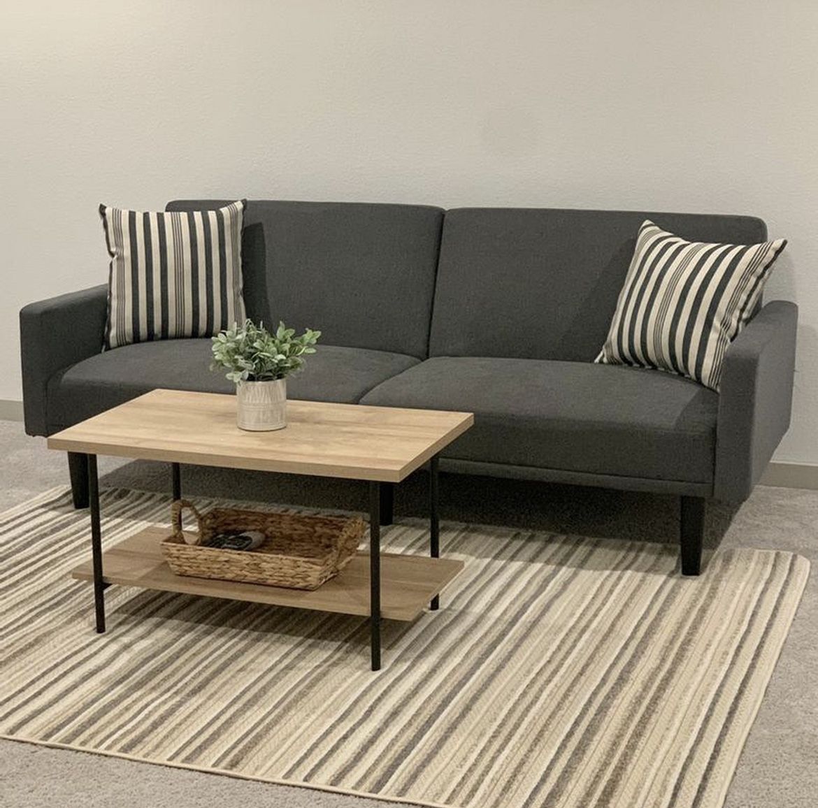 Target Room Essential Futon Sofa Bed With Arms Gray Color (Delivery