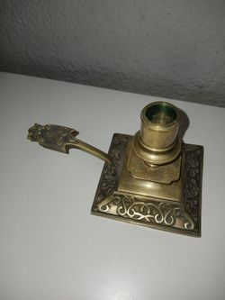 French Ornate Brass Bronze chamber stick candle holder