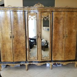 Vintage Burled Walnut Armoire