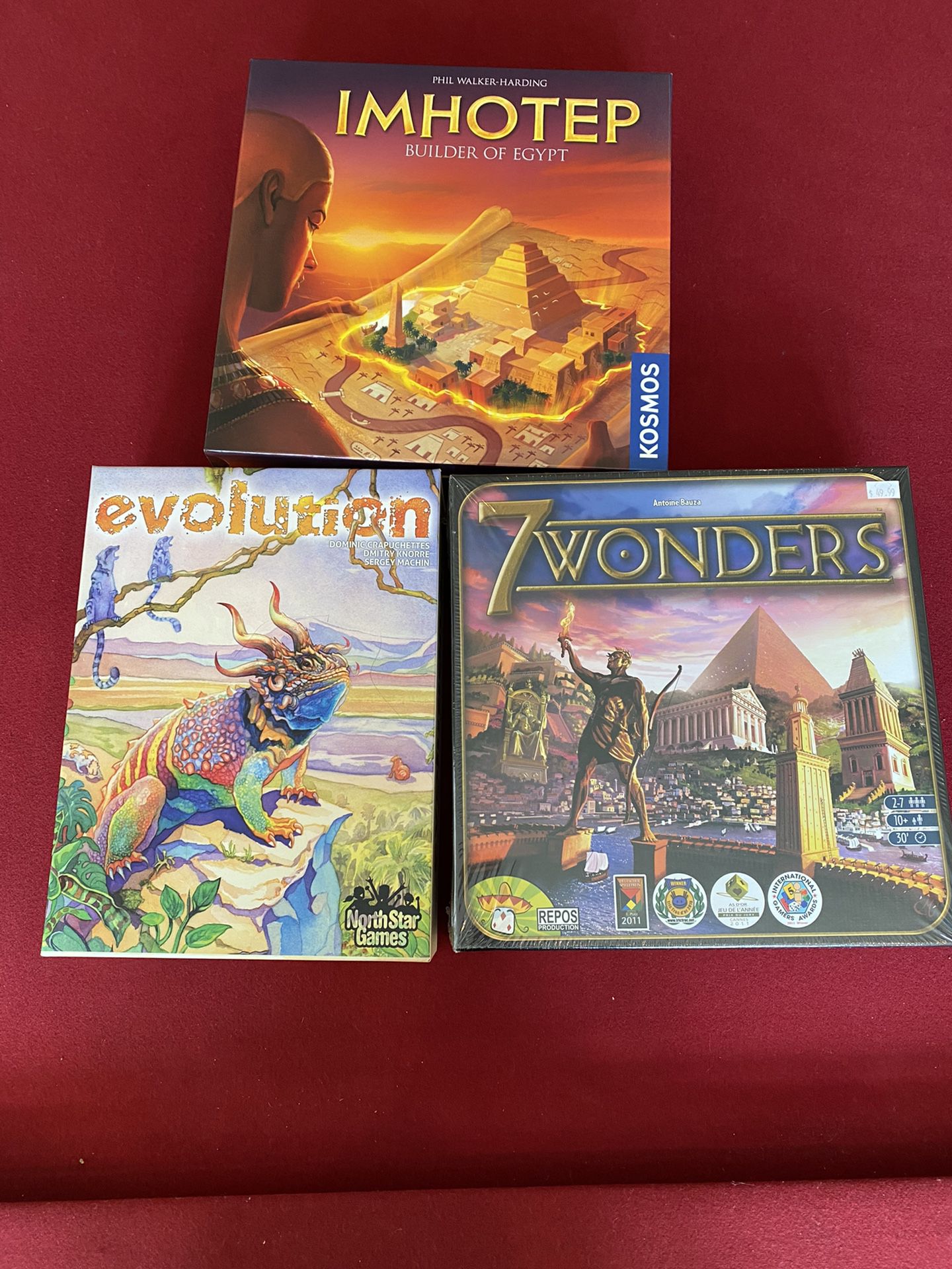 7 Wonders Evolution and Imhotep Board Games
