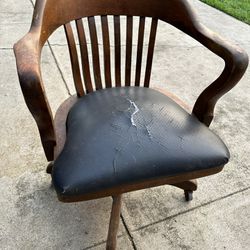 Antique Solid Wood Bankers Chair