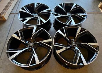 20x9 AUDI R8 WHEELS BLK MACHINE 5x112 RIMS +35MM A3 A4 A5 S3 S4 S5 S6 S7 RS3 RS5 QUATTO
