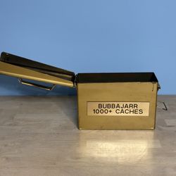 Vintage 30 Cal Ammo Can – Gold Metal Military Storage Box