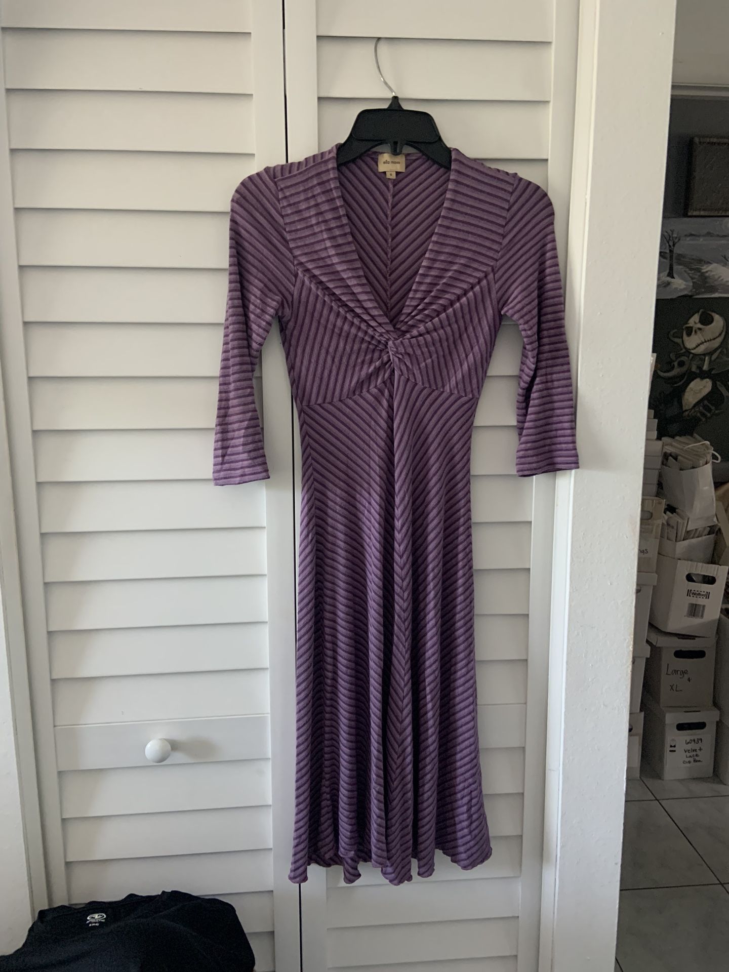 Jersey Dress By Three Dots Purple Stripe Size Small