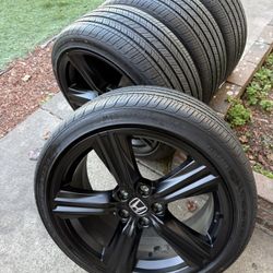 Honda accord rims and tire 235/40/19 mate black