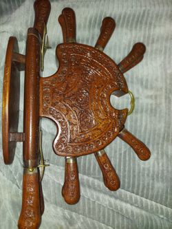 Vintage carved wooden knife set