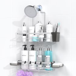 AKTECKE Shower Caddy Hanging Bathroom Organizer: Rustproof Shower Shelf For Inside Shower - No Drilling Shower Racks Over Showerhead - Bath Shelves Ra