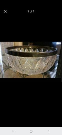 Cut Crystal Bowl with Silver Rim