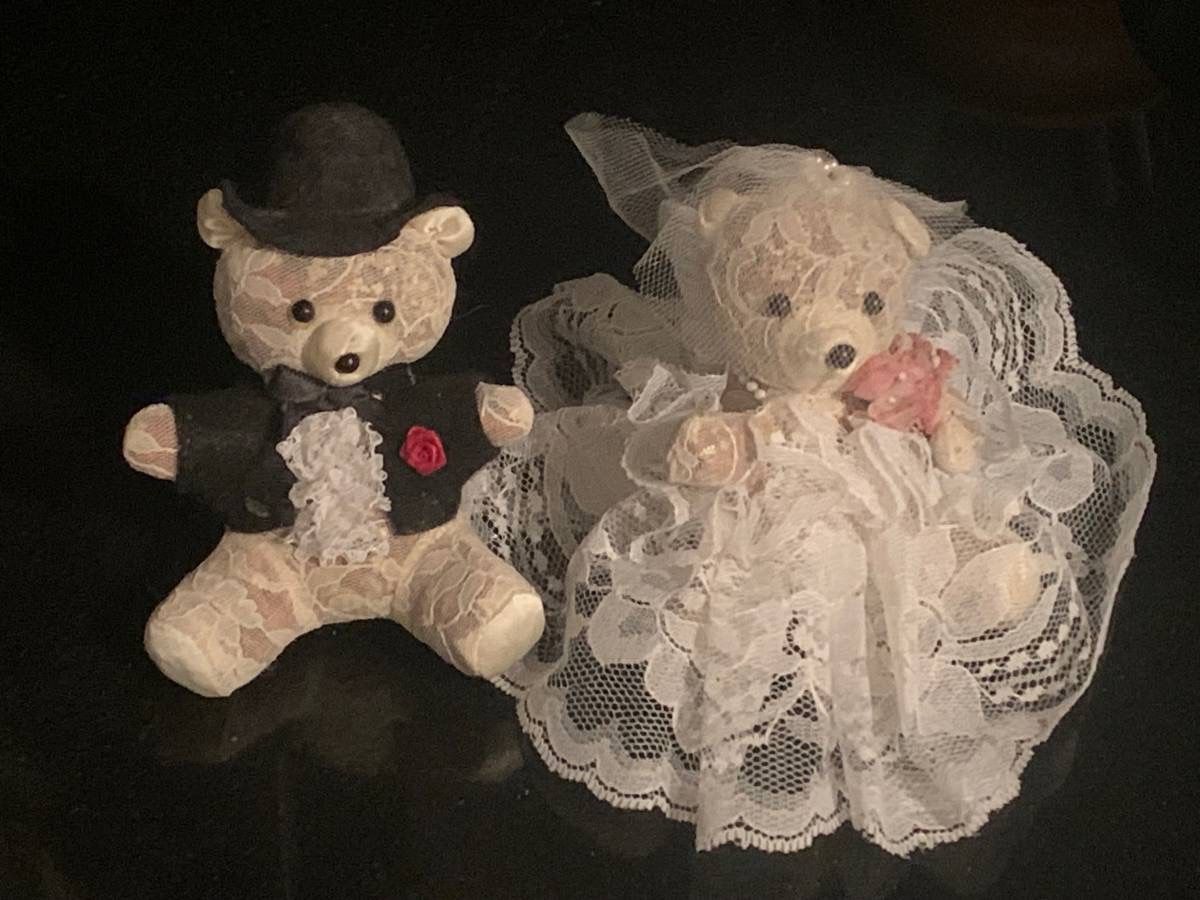 🧸 Large Vintage Bride & Groom Bears, stuffed with potpourri (brand new)