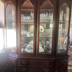 Elegant Cherry Wood China Cabinet with Glass Display