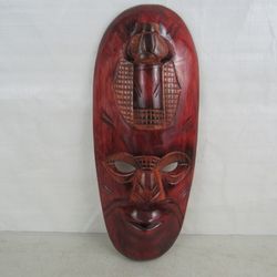 Asian Oriental Hand Crafted Wood Folk Art Tribal Mask Wall Decor


