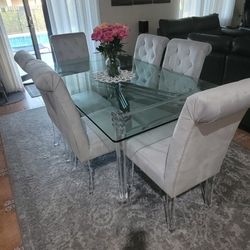 Gray Dining Set W/Acrylic Legs