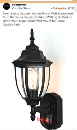 ODORPOWER new black motion sensor outdoor porch light