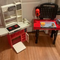 Kids Play Kitchen  And Workbench 