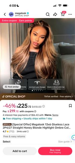 Megalook 13x6 Glueless Lace Straight Honey Blonde Highlight