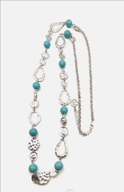 Erica Lyons Faux Turquoise Beaded Long Station Necklace
