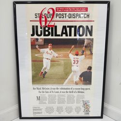 Framed memorabilia September 9, 1998, Frontpage 62 Jubilation, Mark McGwire