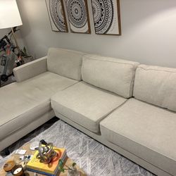 Living Spaces Calais III 113" Linen Sectional - 1 Year Old