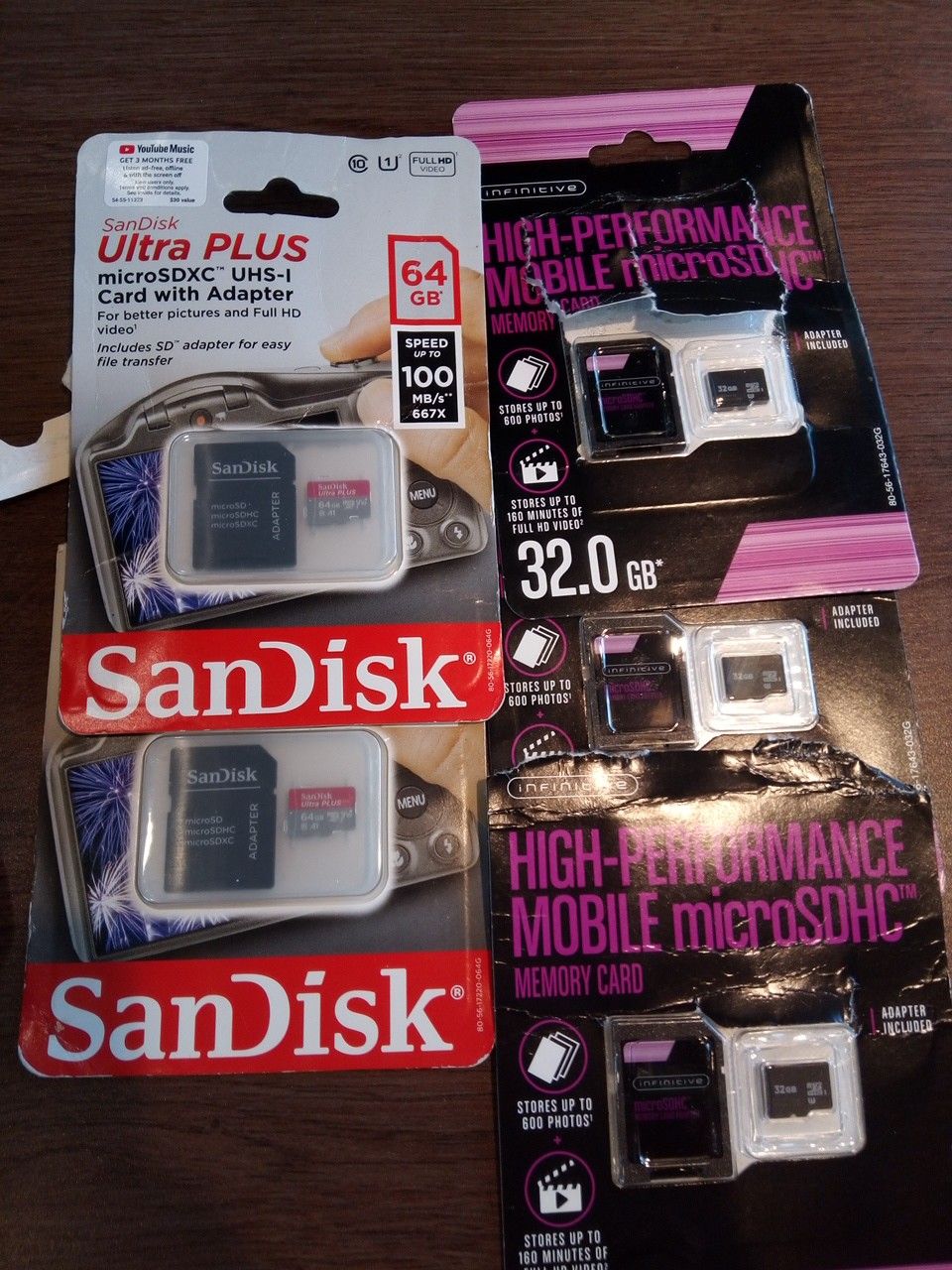 (2)64GB &(3)32GB micro SDz brand new