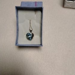 Pretty Blue Heart Necklace  DEAL  $10