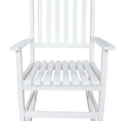 BTEXPERT Slatted Wooden Furniture Rocking Chair Garden Deck Porch Rocker, White, Indoor Outdoor