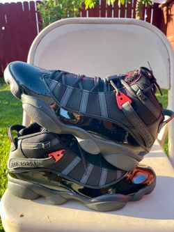 Jordan 6 Rings sneakers in the Anthracite and Fire Red colorway