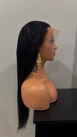 22” Human Hair Straight Wig 13x6 Lace Front 180% Density