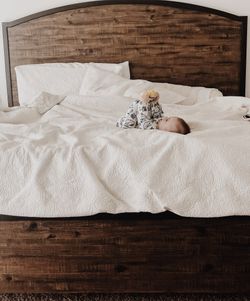 Living Spaces Wood Cali King Bed Frame and End Tables